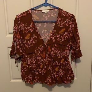 Madewell floral wrap blouse